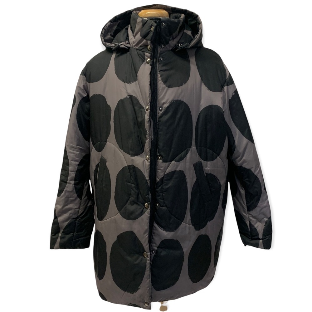 Marimekko Kopsu Ultralight Down Cocoon Coat Parka Dark Gray Puffer Size Large